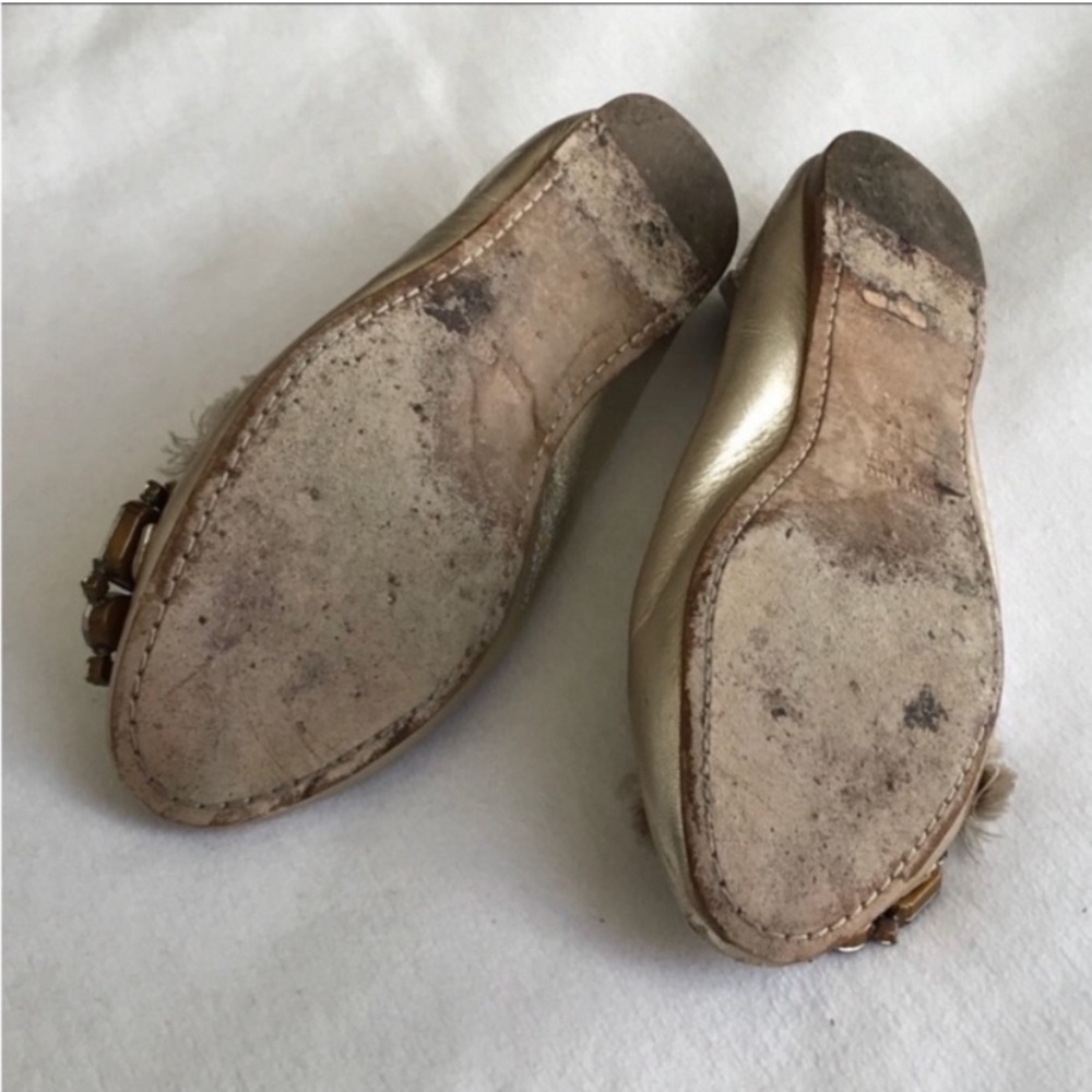 Miu Miu Sahara Gold Crystal Embellishments ballet flats Shoes SZ 5.5 - Picture 6 of 7